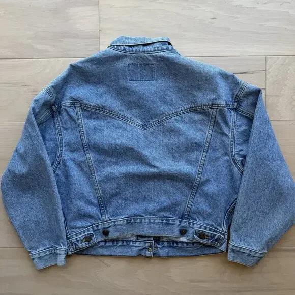 Vintage Levis Denim Jacket Women's Medium Blue 90s Type 3 Outerwear Made in USA - Picture 10 of 11
